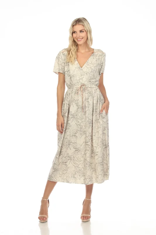 Johnny Was JWLA Etched Floral Wrap House Midi Dress Boho Chic J37323