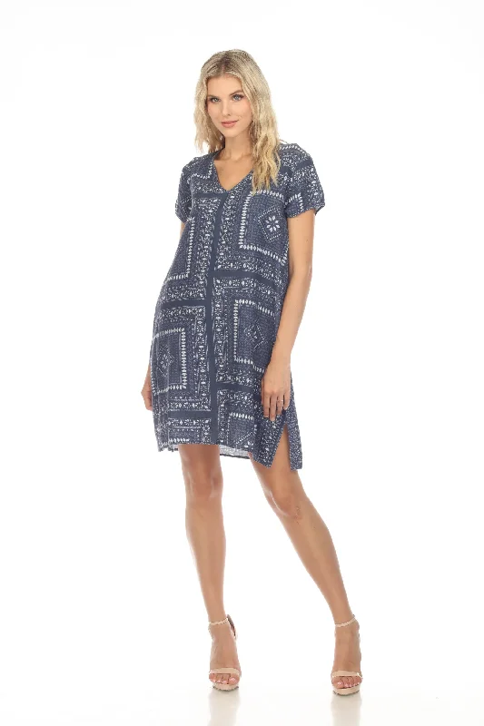 Johnny Was JWLA Patched Ikat Drape Tunic Dress Boho Chic J37423