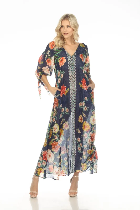 Johnny Was Mia Floral Border Swim Cover-Up Long Dress Boho Chic CSW3622-H