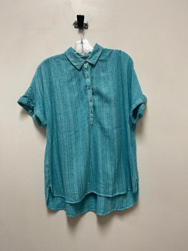 Blouse Short Sleeve By Chicos In Blue, Size: L