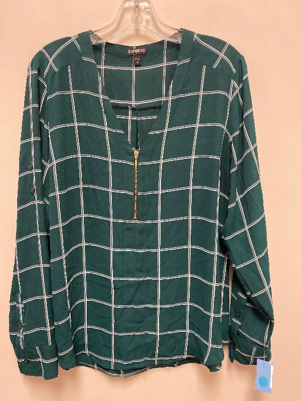 Top Long Sleeve By Express In Green, Size: L