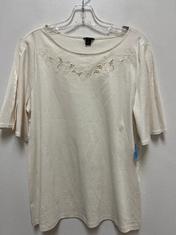 Top Short Sleeve By Ann Taylor In Cream, Size: M